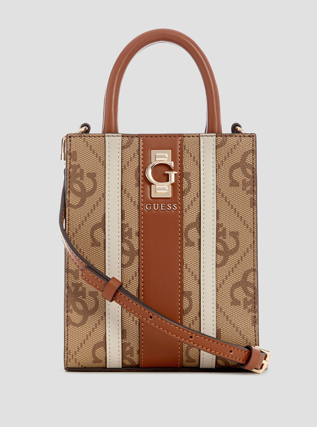 GUESS Womens Brown Logo Erenia Mini Tote Bag SO783875 Front View