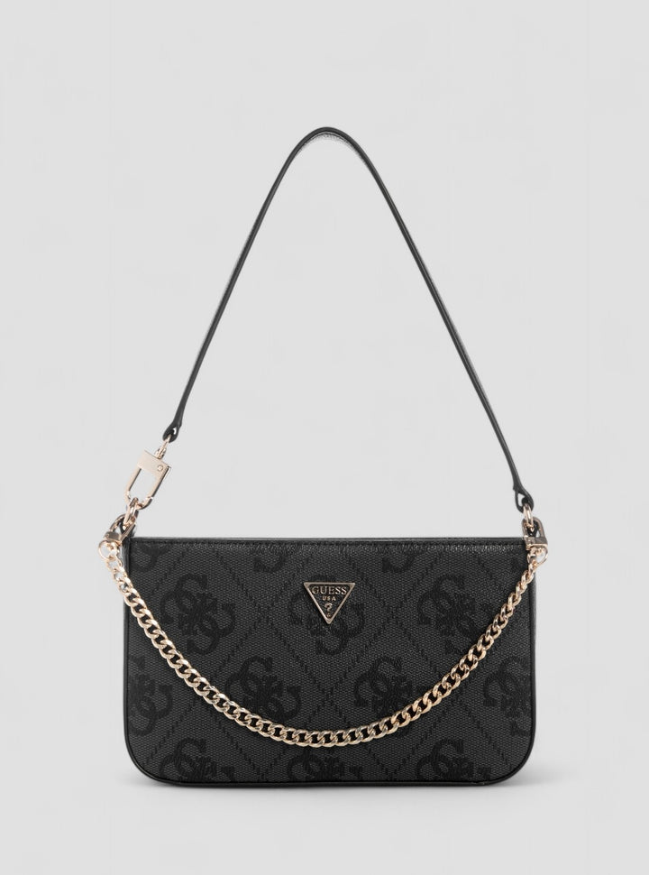 GUESS Womens Black Logo Noelle Mini Top Zip Shoulder Bag SO967272 Front View