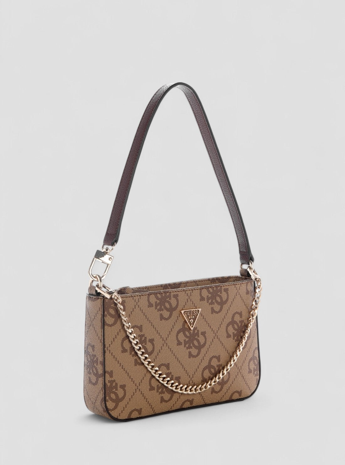 GEUSS Womens Brown Logo Noelle Mini Top Zip Shoulder Bag SO967272 Front Side View