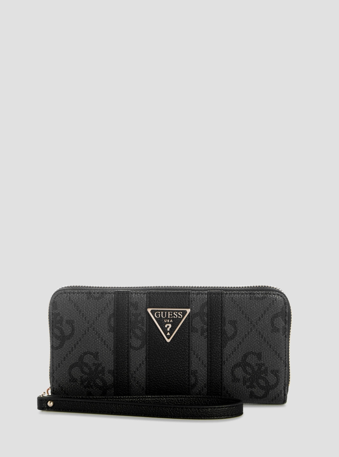 GUSS Womens Black Logo Laurel II Large Zip Around Wallet SS7459146 Front View