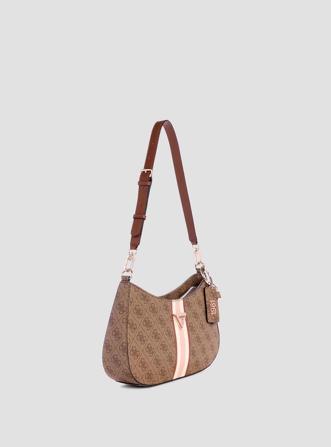 Brown Logo Noelle Top Zip Shoulder Bag