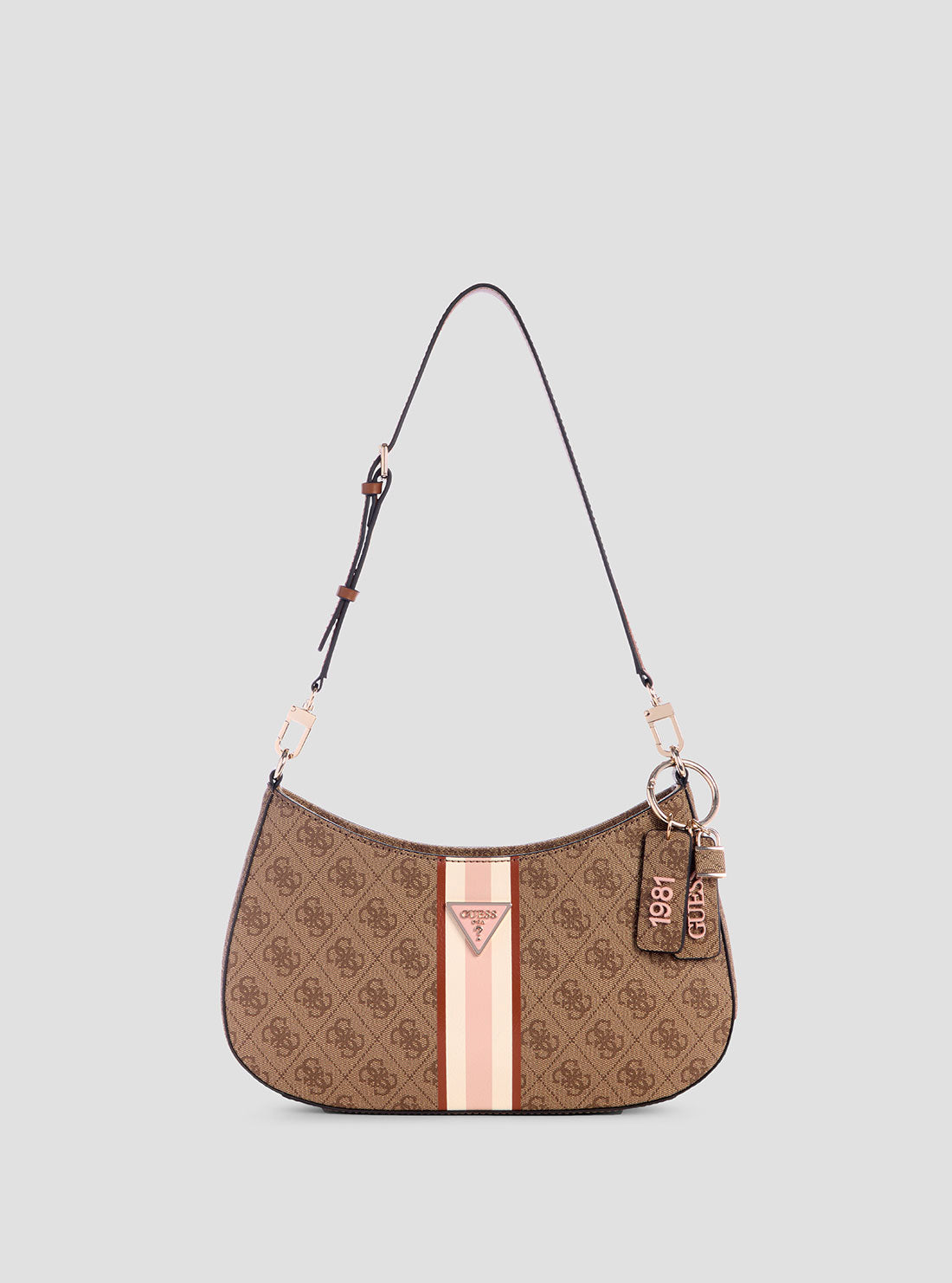 Brown Logo Noelle Top Zip Shoulder Bag