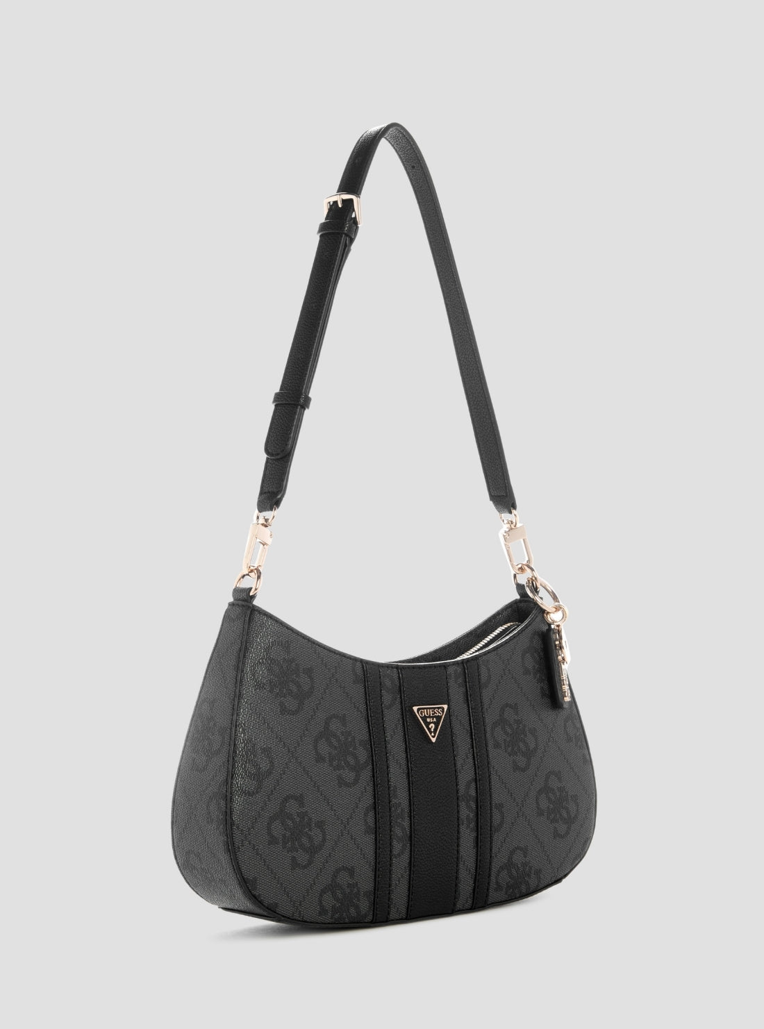 GUESS Womens Black Logo Noelle II Top Zip Shoulder Bag SS967218 Side View