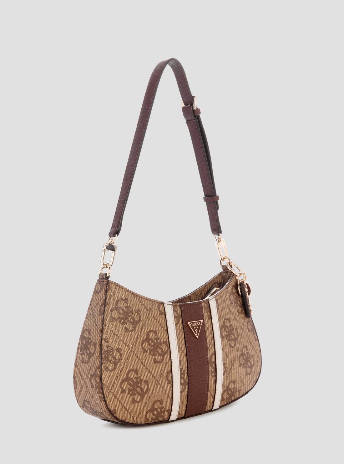 GUESS Womens Brown Logo Noelle II Top Zip Shoulder Bag SS967218 Side View