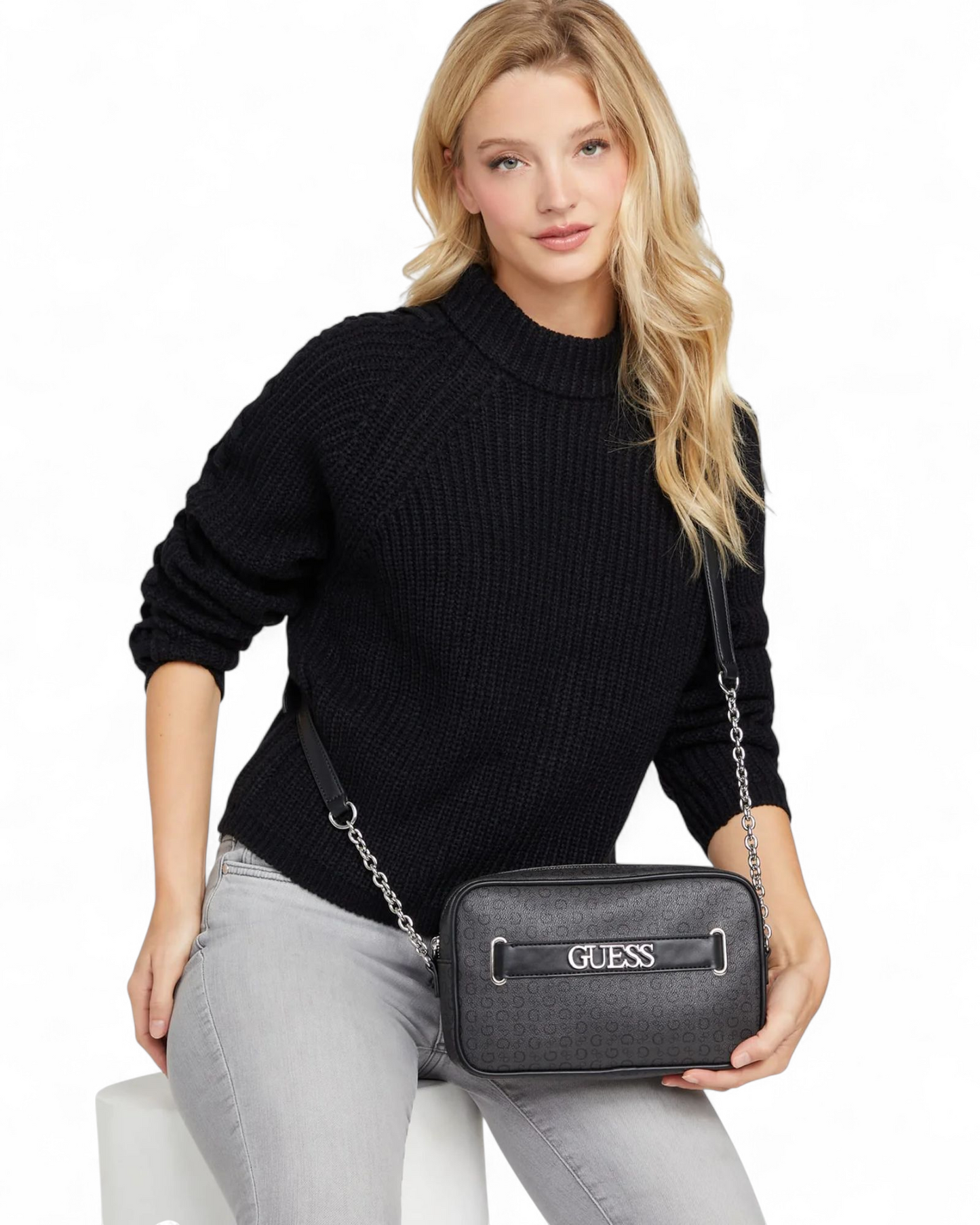 Black Logo Creswell Crossbody Top Zip