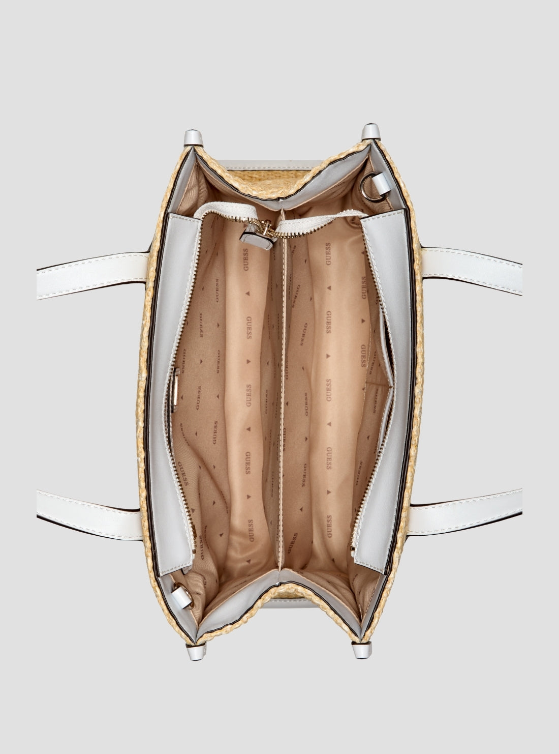 GUESS Womens Cornsilk Logo Silvana Double Compartment Tote SW866522 Inside View