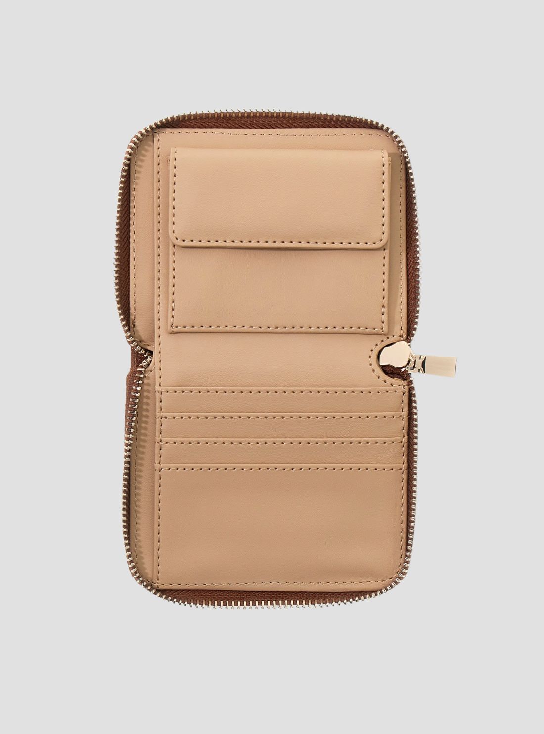 GUESS Womens Cognac Alexi Small Zip Around Wallet BG2615137 Inside View