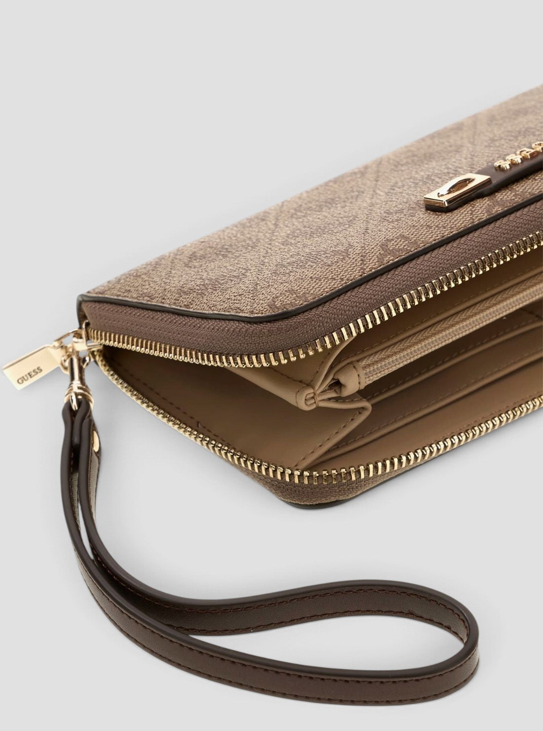 GUESS Womens Brown Logo Cynthia Large Zip Around Wallet SG2630146 Inside View