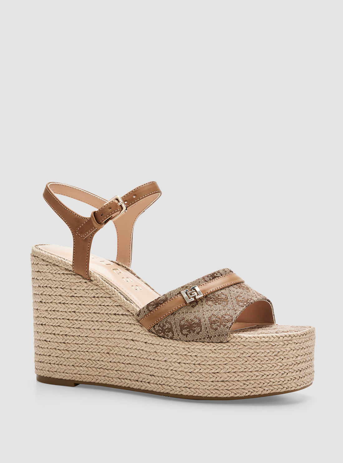 GUESS Womens Brown Taani Wedge Heels TAANI3 Front Side View