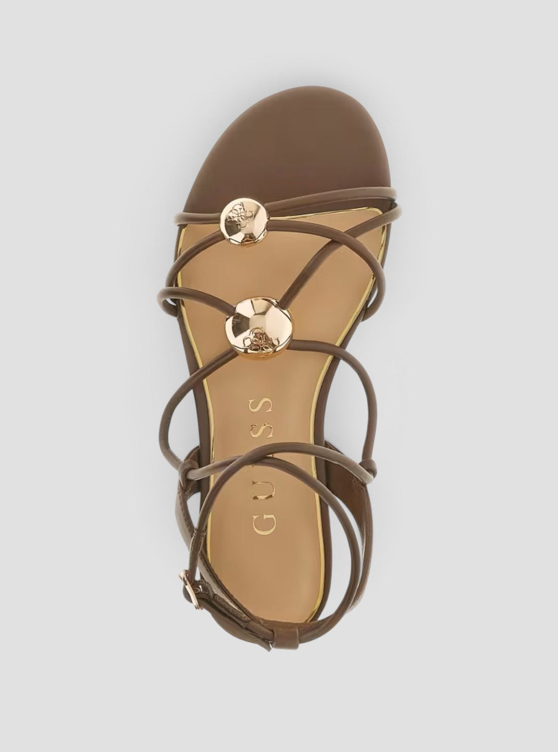 GUESS Womens Brown Tabenn Flat Sandals TABENN Top View