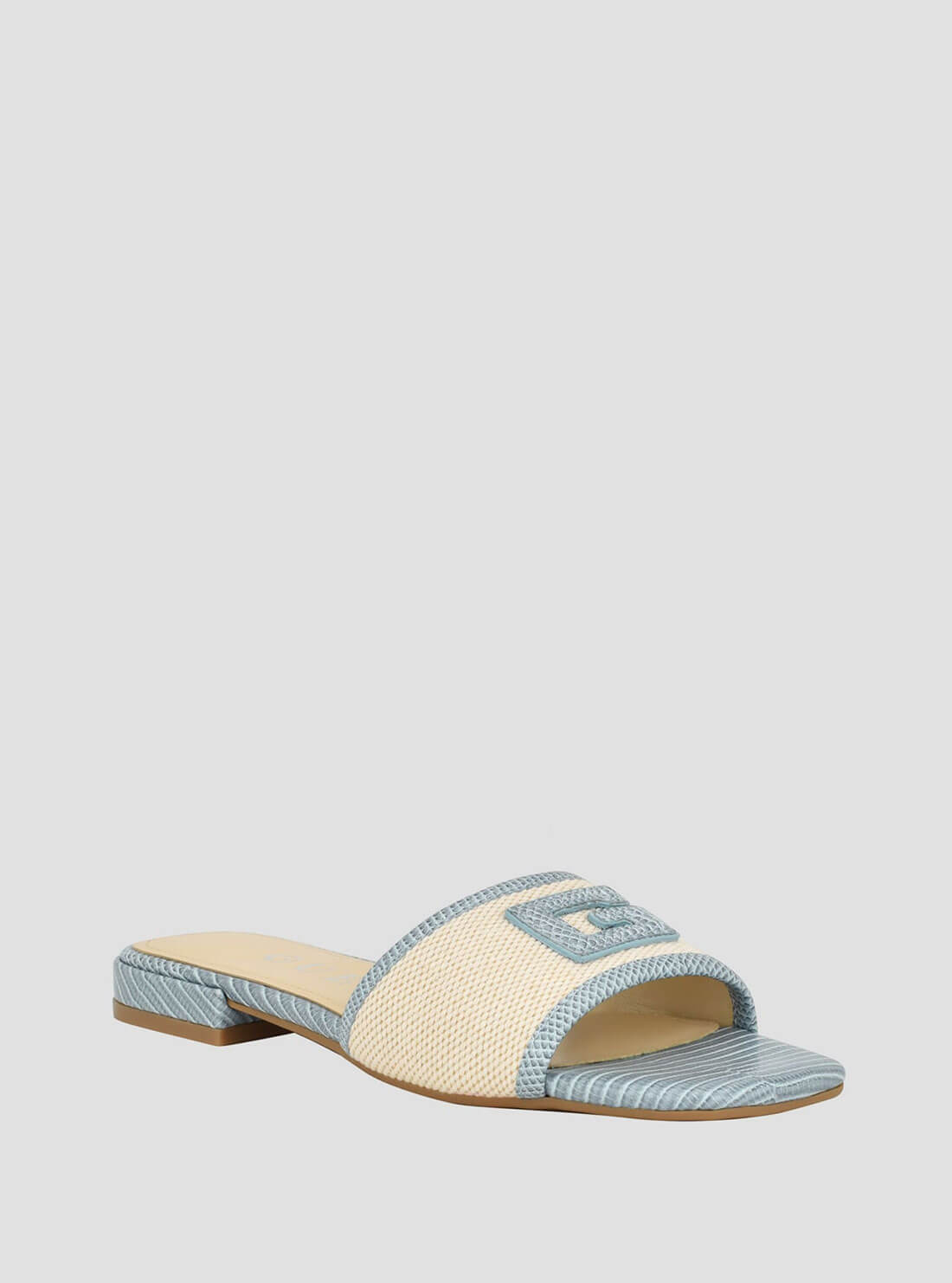 Light Blue Natural Tampa Slide Sandals | GUESS Women's Shoes | front view