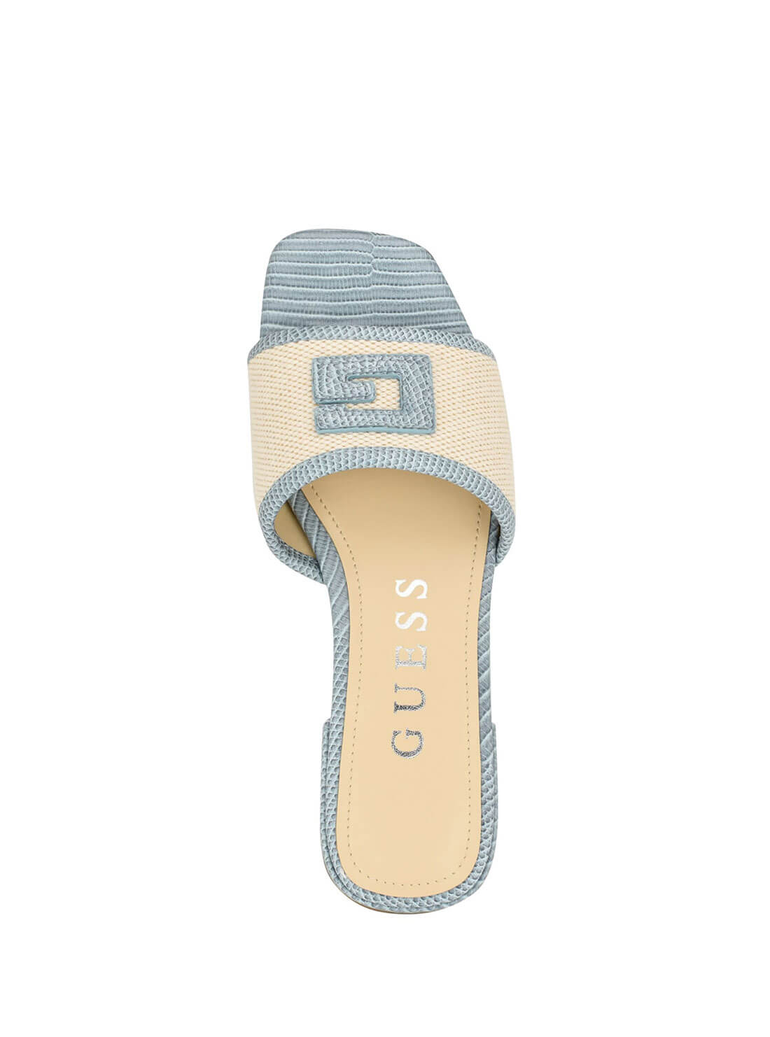 Light Blue Natural Tampa Slide Sandals | GUESS Women's Shoes | top view