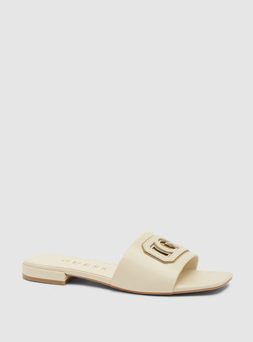 GUESS Womens Footwear Beige Tarisha Slide Sandals TARISHA2 Front Side View