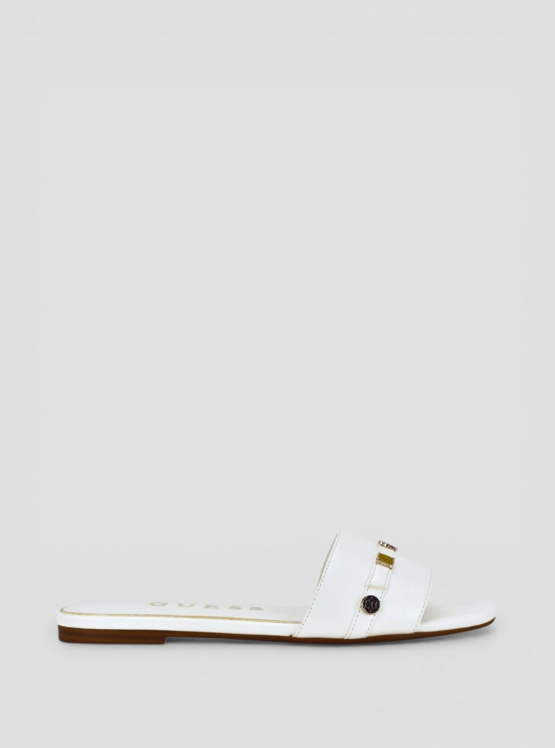 GUESS Footwear White Tasam Flat Sandals TASAM Side View_2