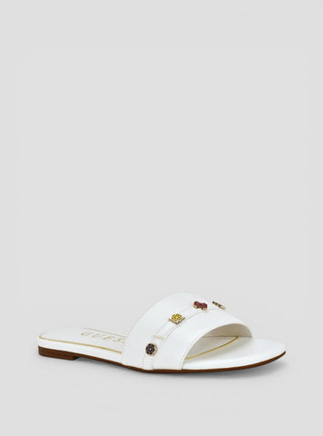 GUESS Footwear White Tasam Flat Sandals TASAM Side View