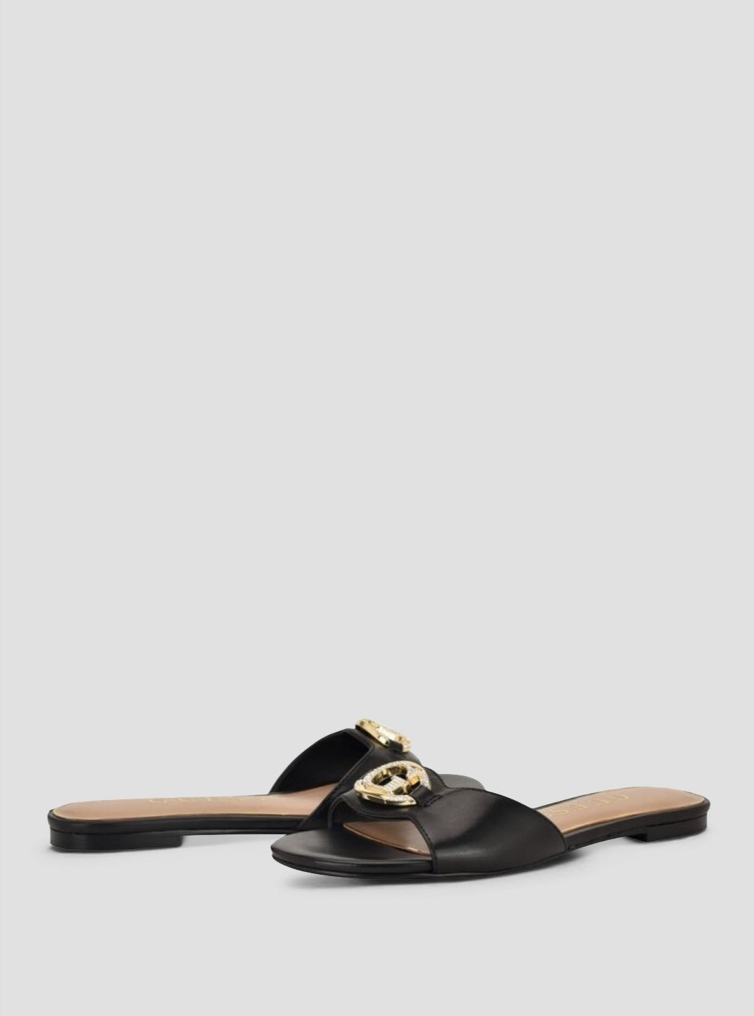 GUESS Footwear Black Tashcy Flat Sandals TASHCY Font Side View