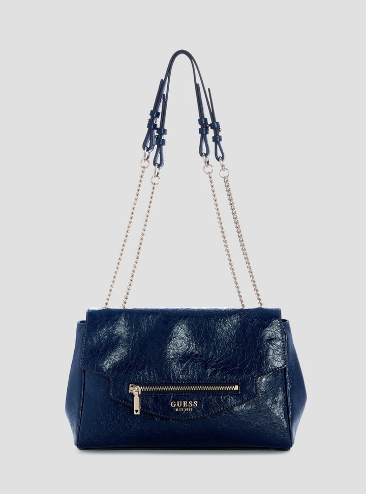GUESS Womens Midnight Blue Antonia Convertible Crossbody Flap Bag TG218321 Front View