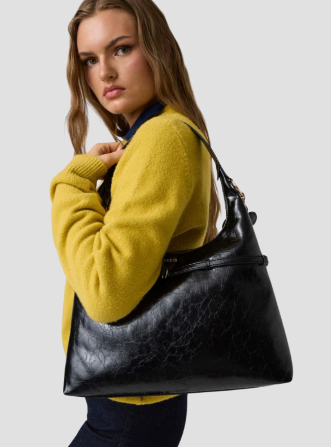 GUESS Womens Black Taylor Hobo Bag TG232501 Model View