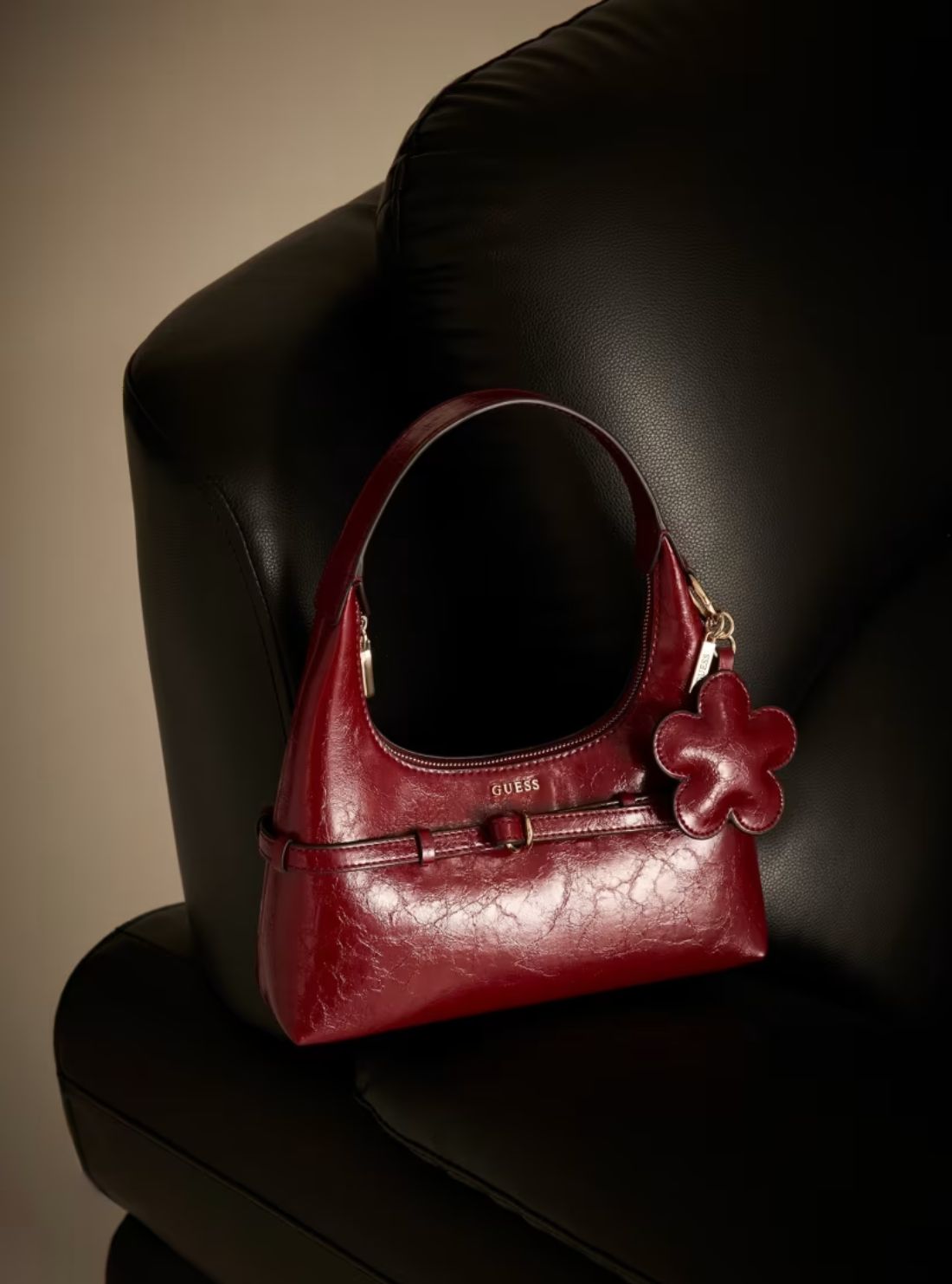GUESS Womens Red Taylor Mini Hobo Bag TG232577 Model View