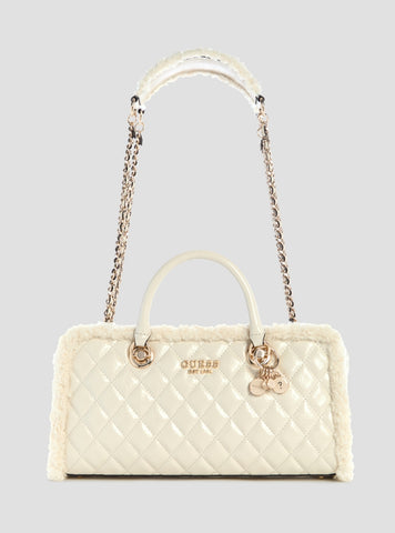 GUESS Womens White Cristi Shoulder Satchel Bag TG813909 Front View