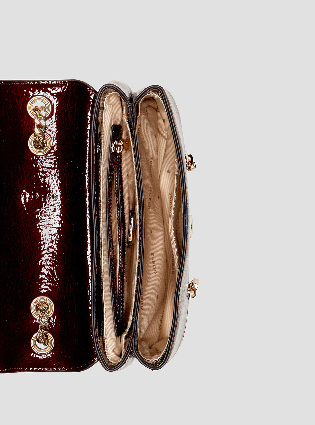 GUESS Womens Burgundy Trissa Crossbody Bag TG934521 Inside View