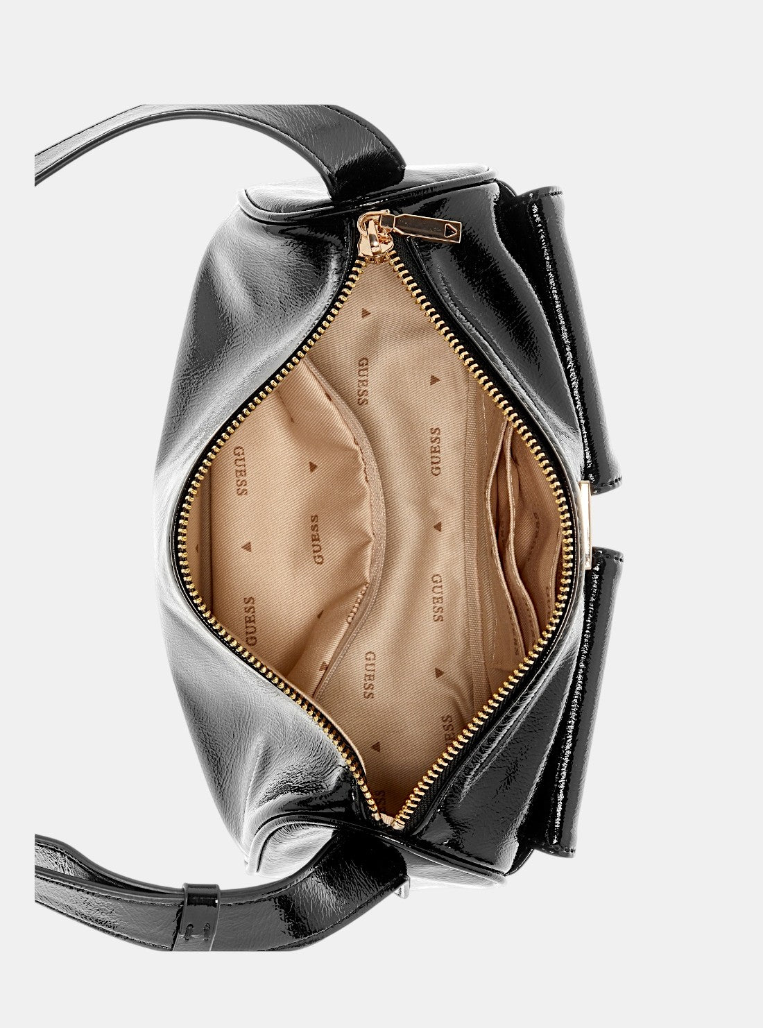 GUESS Womens Black Waldena Small Top Zip Shoulder Bag TG964617 Inside View