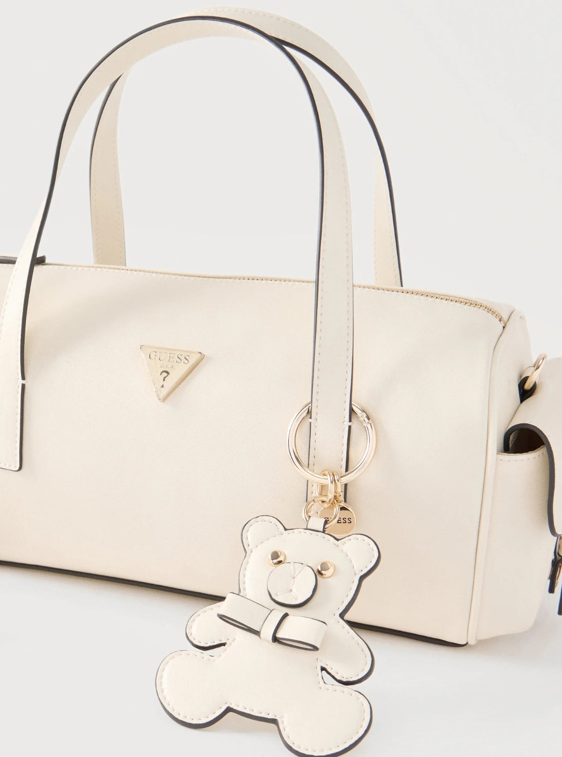 GUESS Womens White Kassie Small Box Satchel Bag TG993005 Detail View