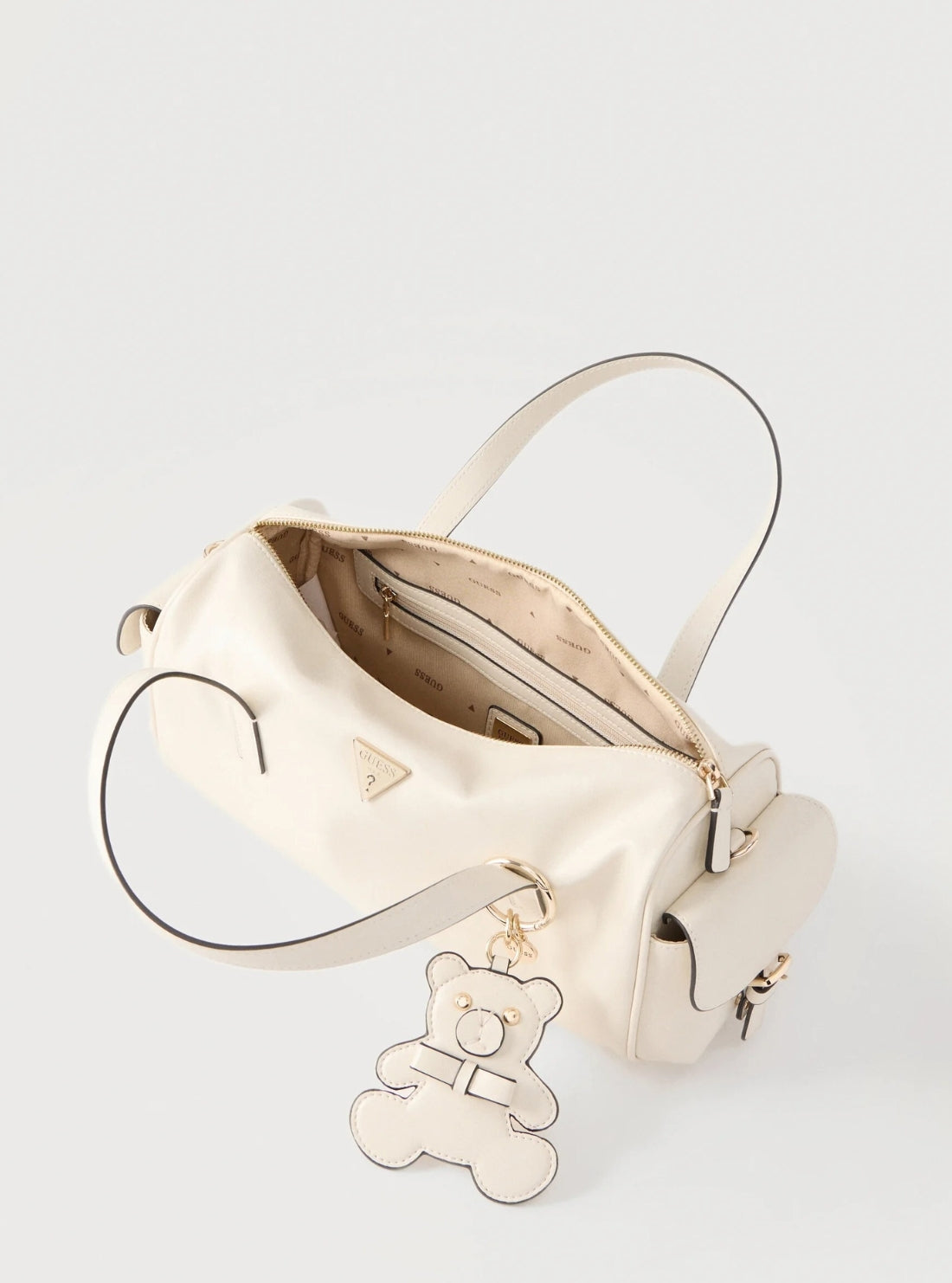 GUESS Womens White Kassie Small Box Satchel Bag TG993005 Inside View