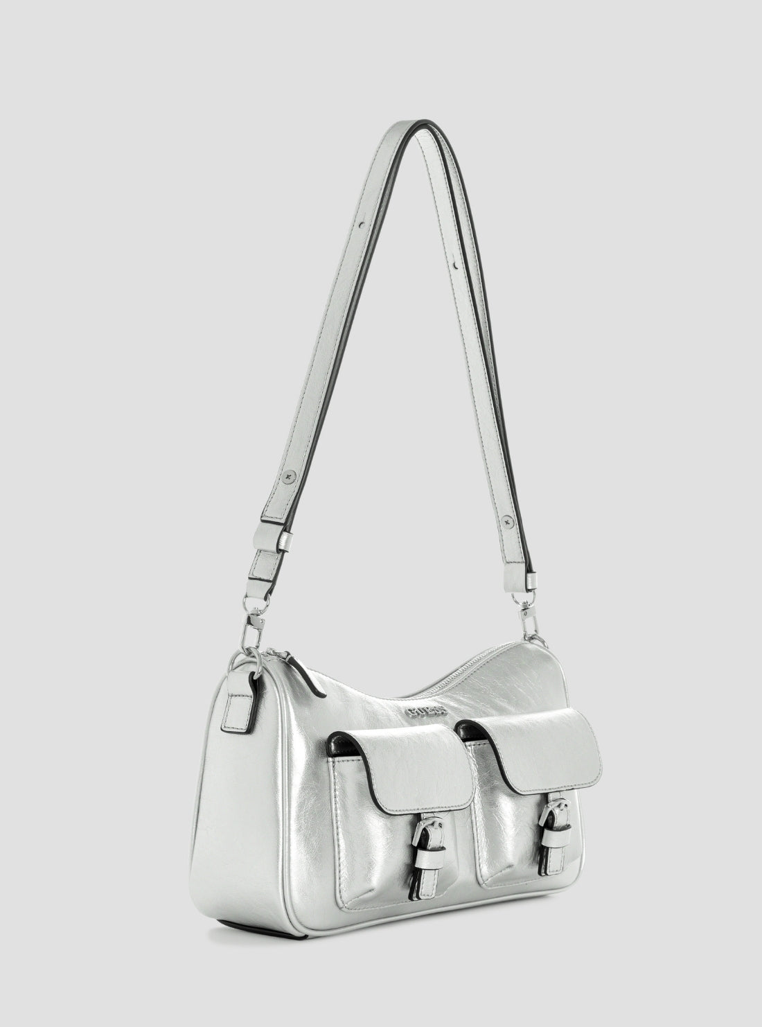 GUESS Womens Silver Kassie Convertible Shoulder Bag TY993017 Side View