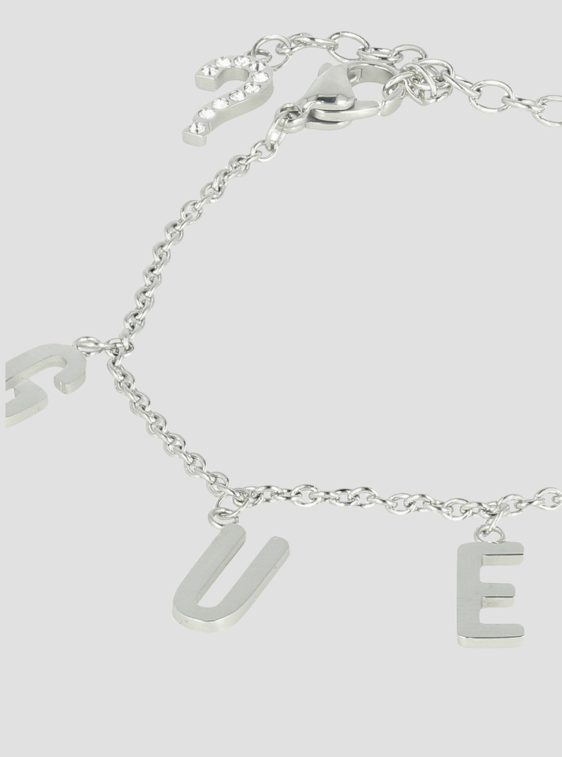 GUESS Accessories Silver Pave Letter Charm Bracelet UBB20002-LSILVER Detail View