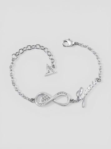 GUESS Accessories Silver Pave Infinity Symbol Chain Bracelet UBB20091-LSLV Front View