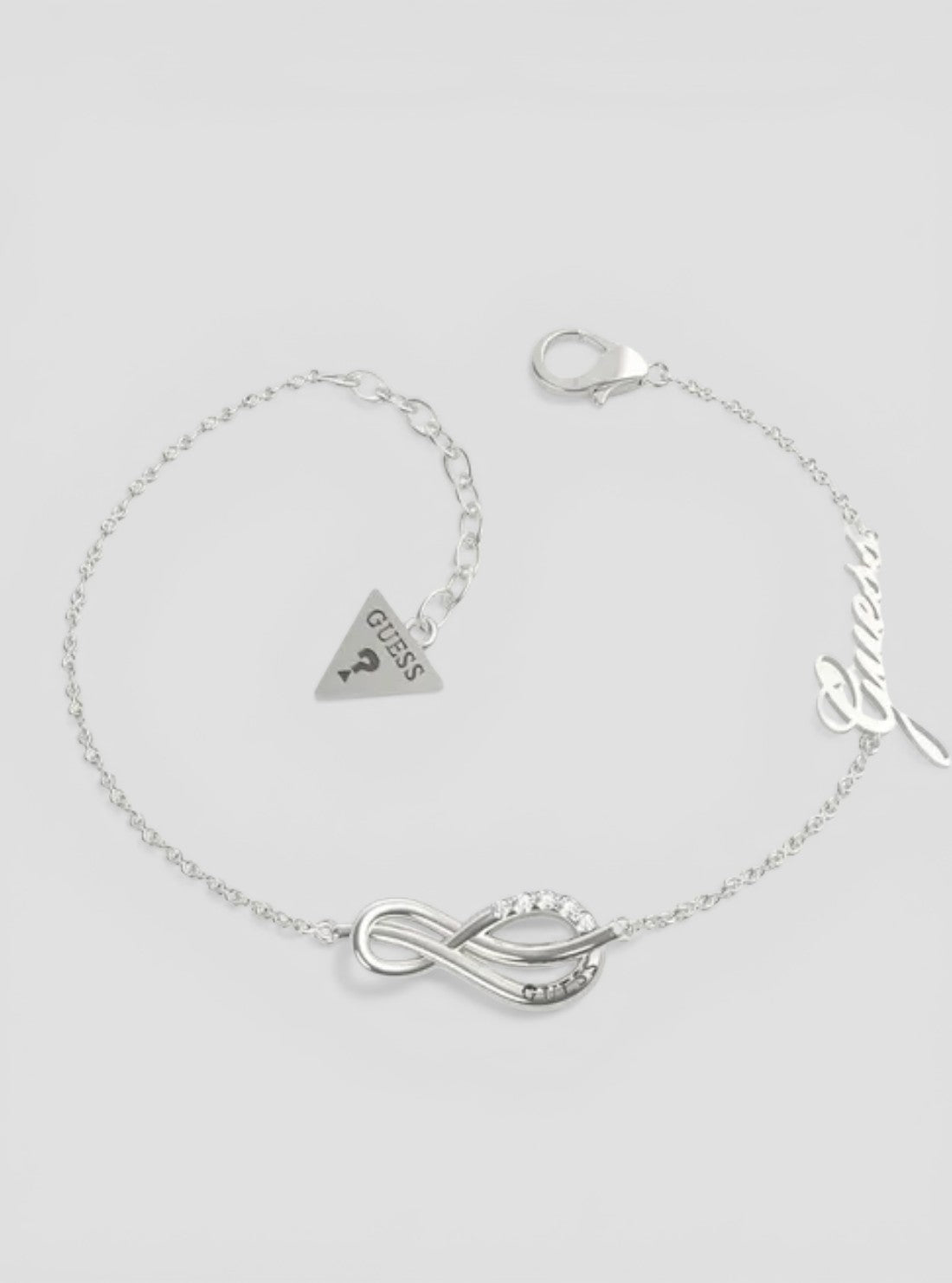 GUESS Accessories Silver Pave Infinity Symbol Chain Bracelet UBB20091-LSLV Front View