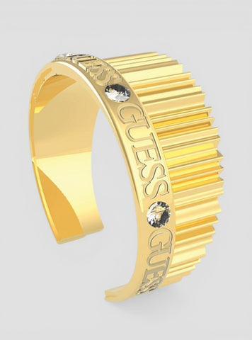 GUESS Accessories Gold Plisse Bangle Bracelet UBB70015 Front View