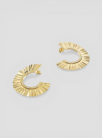 GUESS Accessories Gold Plisse Twisted Hoop Earrings UBE70061GLD Front View