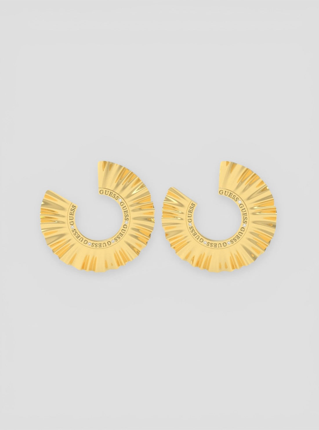 GUESS Accessories Gold Plisse Twisted Hoop Earrings UBE70061GLD Front View