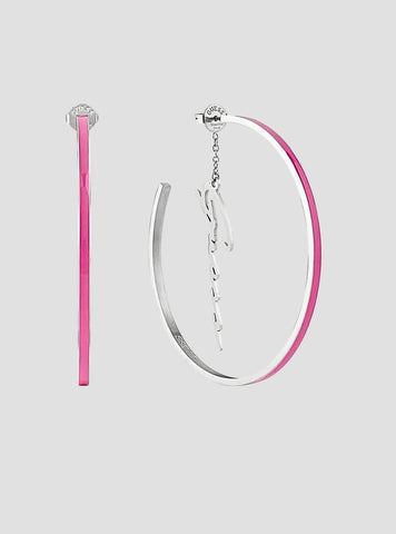 GUESS Accessories Pink Enamel Hoop Earrings UBE70202SLV Front View