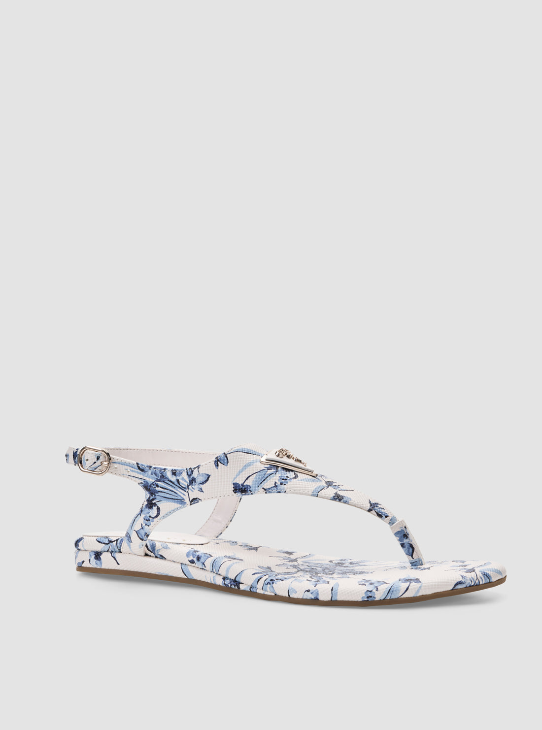 GUESS Womens Blue Floral Print Unali Sandals UNALI Front Side View