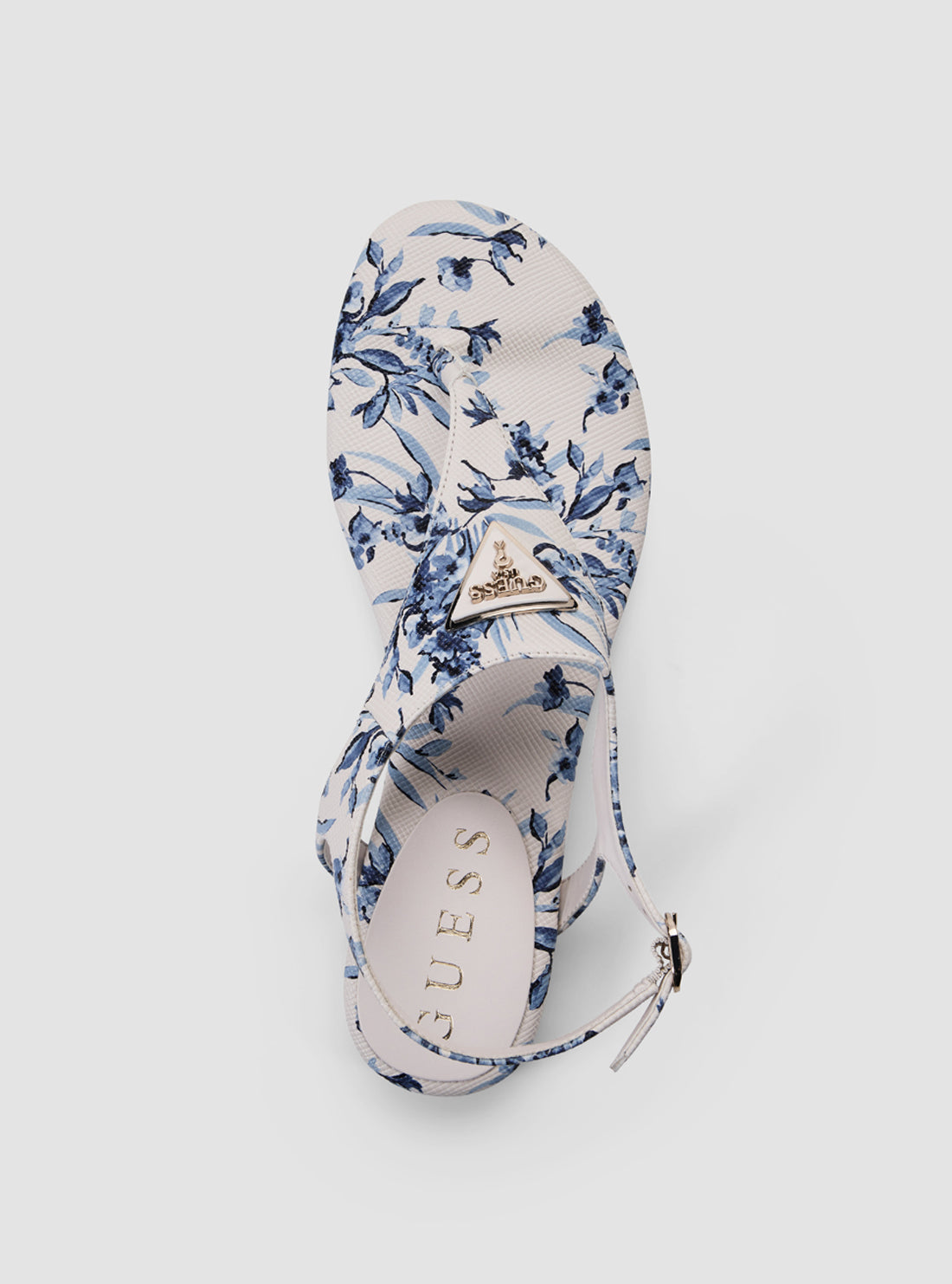 GUESS Womens Blue Floral Print Unali Sandals UNALI Top View