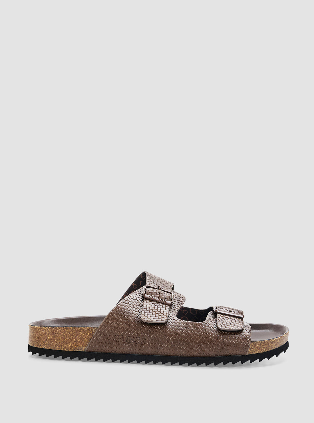 GUESS Mens Brown Unikin Slides UNIKIN Side VIew