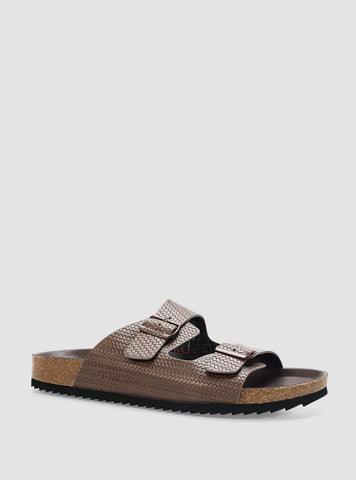 GUESS Mens Brown Unikin Slides UNIKIN Front Side View