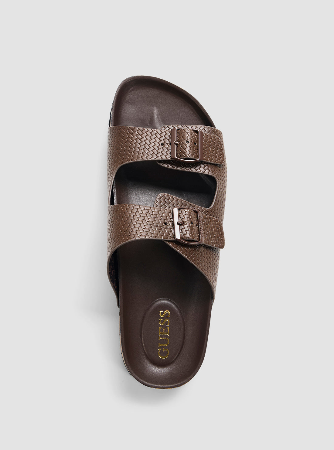 GUESS Mens Brown Unikin Slides UNIKIN Top View