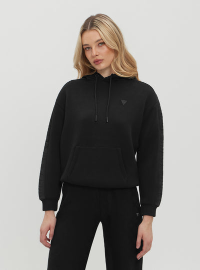 GUESS Womens Black Brenda Hooded Jumper V2YQ18K78W2 Front View