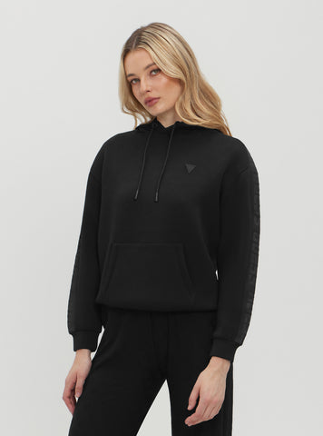 GUESS Womens Black Brenda Hooded Jumper V2YQ18K78W2 Front View