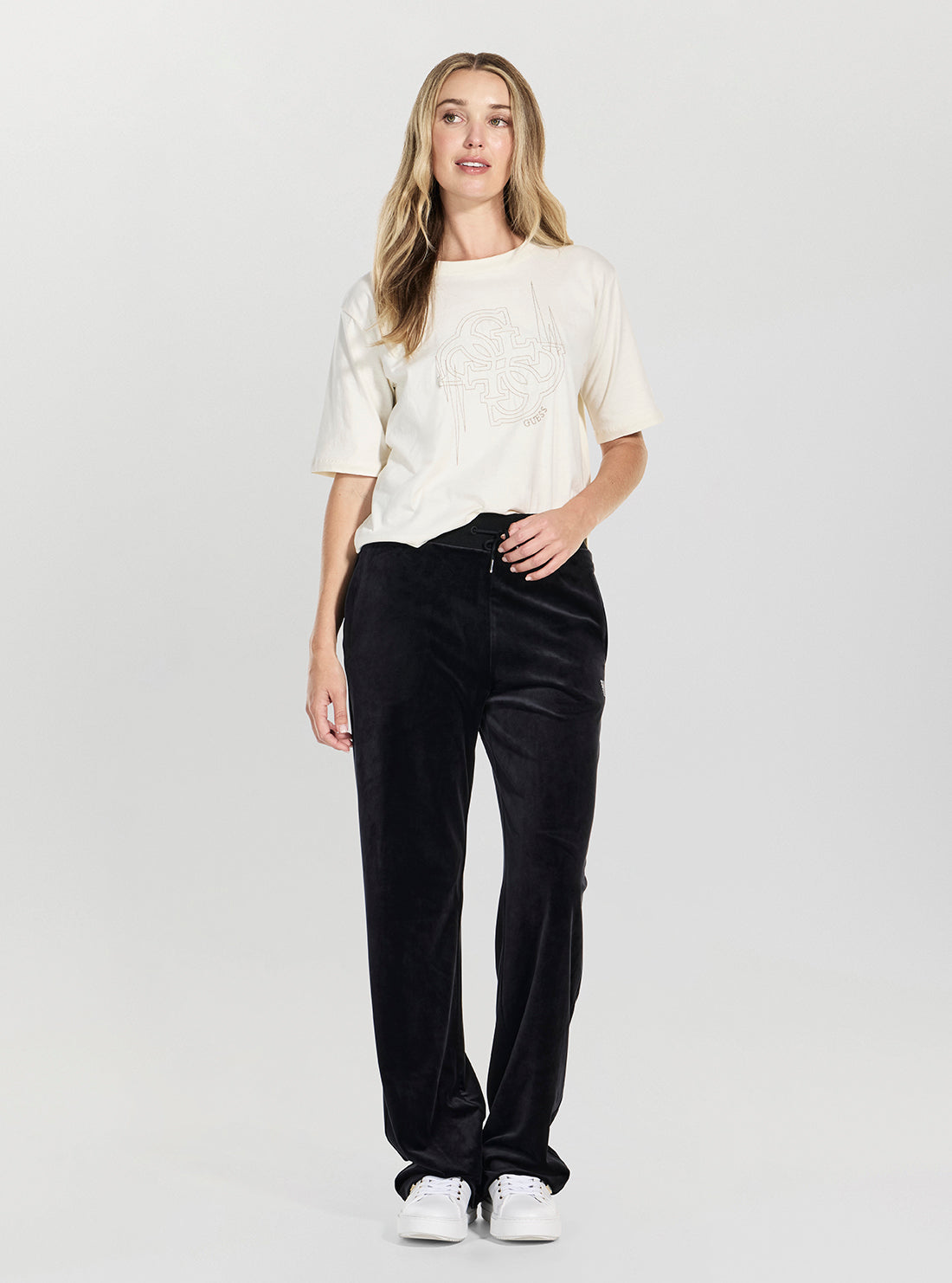 GUESS Womens Eco Black Couture Straight Active Pants V3BB26K0232 Full View