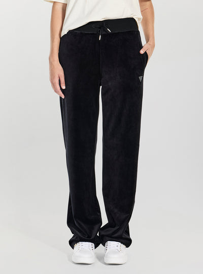 GUESS Womens Eco Black Couture Straight Active Pants V3BB26K0232 Front View