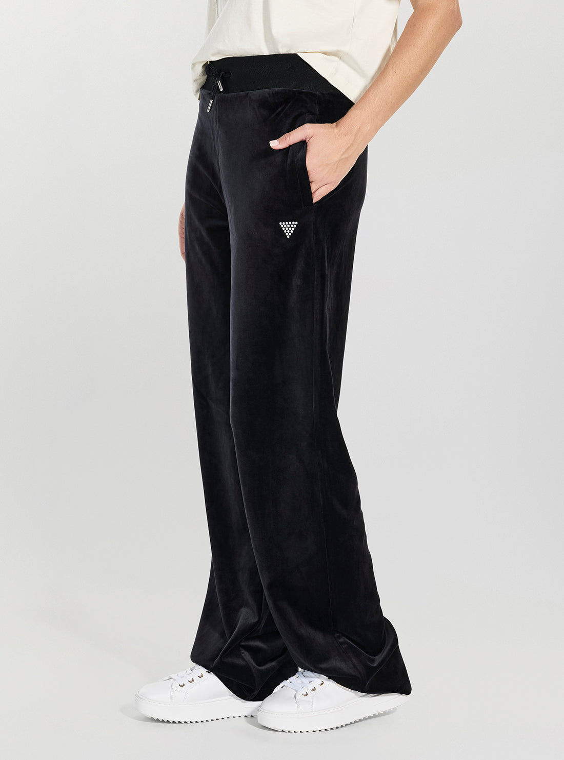 GUESS Womens Eco Black Couture Straight Active Pants V3BB26K0232 Side View