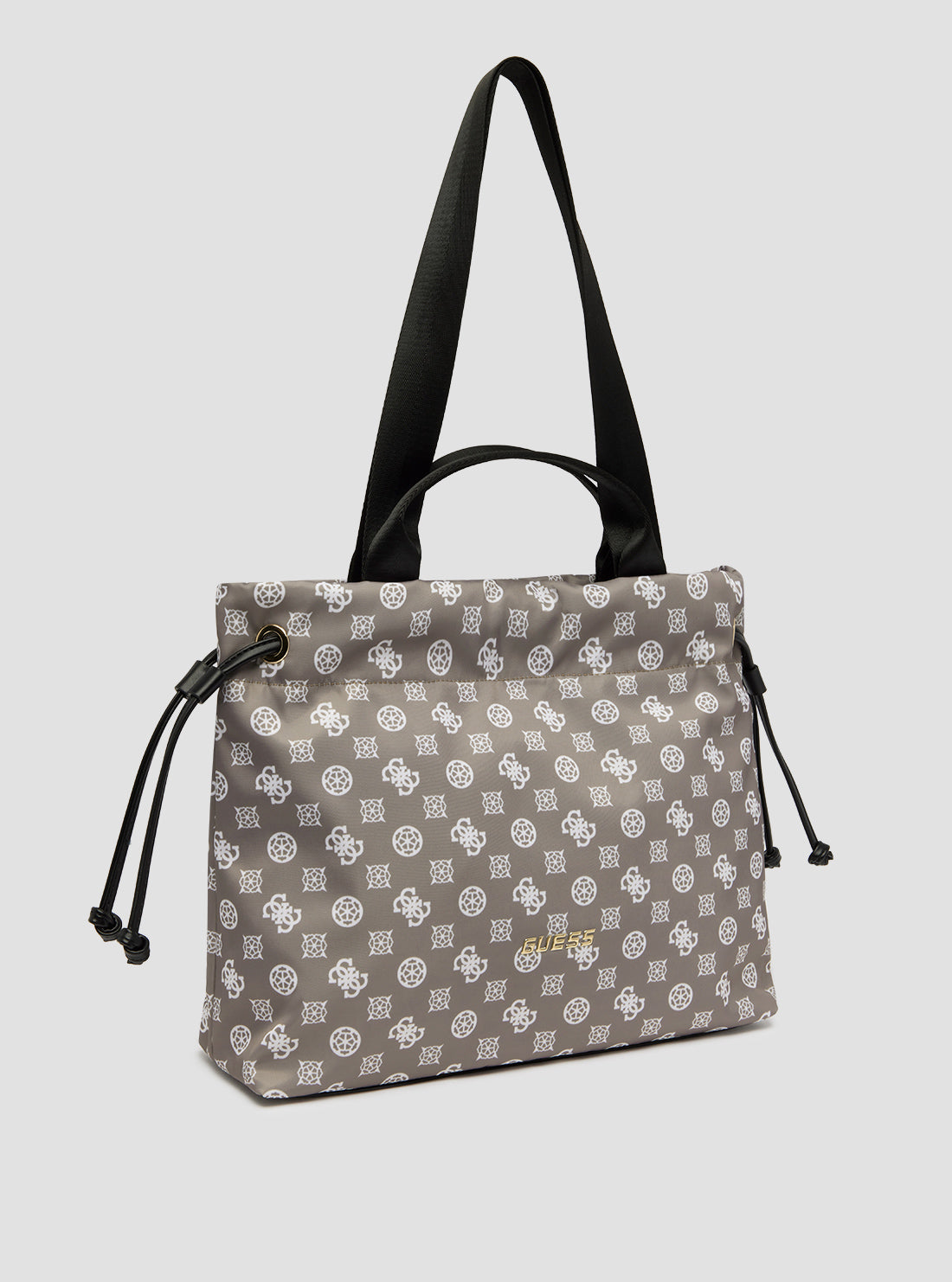 Beige Logo Active Shoulder Bag | GUESS Womens Handbags | side view