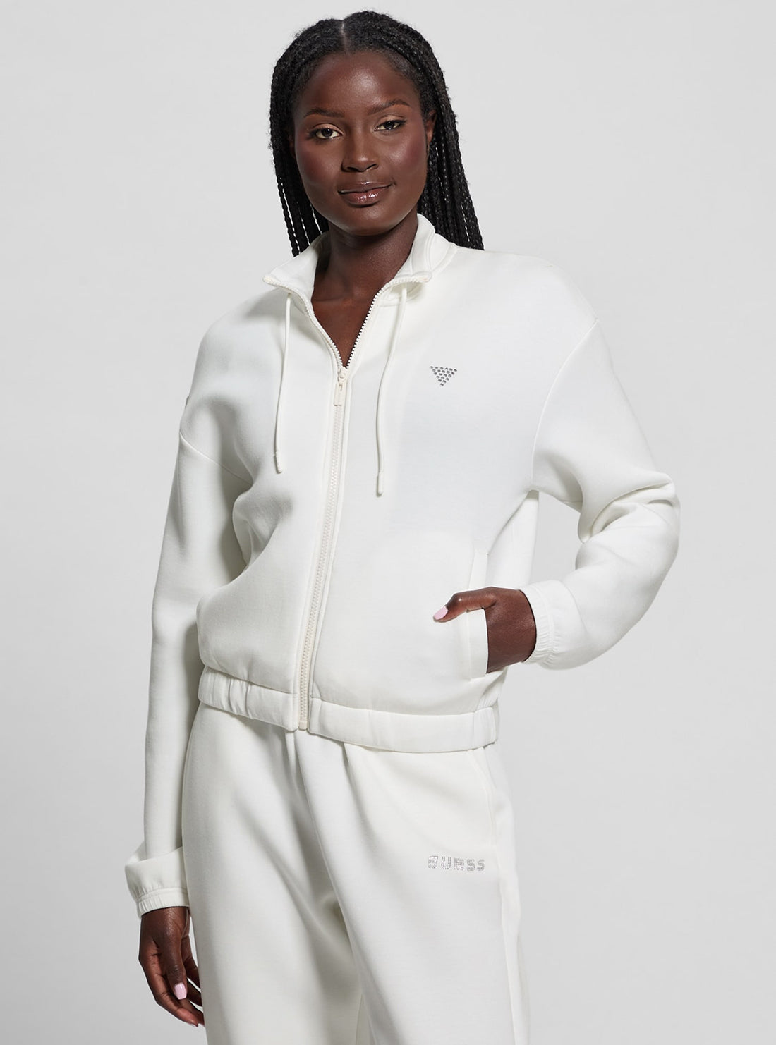 White Cecilia Scuba Zip Jacket