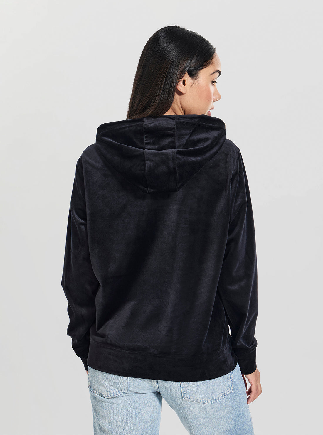 GUESS Womens Black Couture Hoodie Active Sweatshirt V4RQ25K0232 Back View