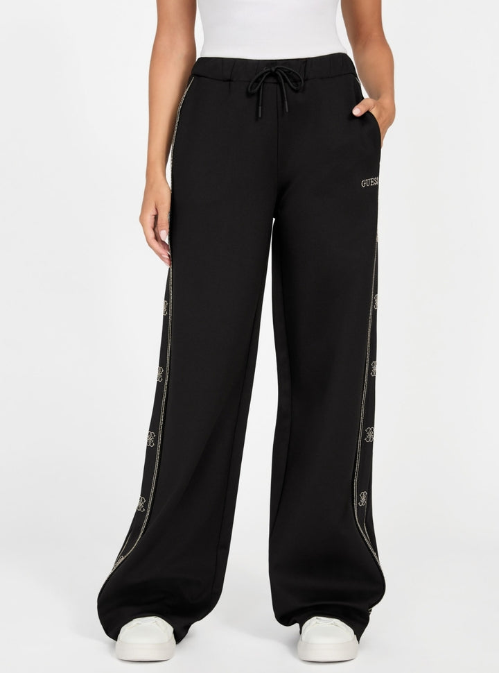 GUESS Womens Eco Black Octavia Wide Leg Pants V5BB12KCX22 Front View